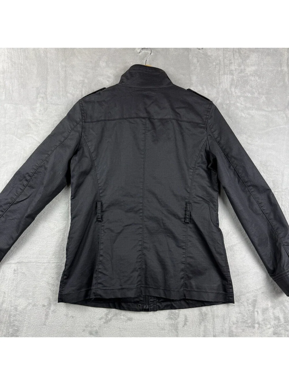 Uniqlo Coated Cloth Men’s Large Black Waxed Cotton Utility Field Jacket Military